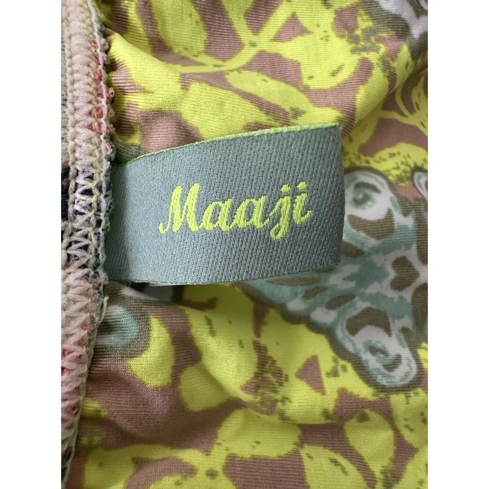 Maaji‎ Maxi Dress Women Medium Open Back Beach Bird Tropical Lightweight Stretch - Picture 3 of 10